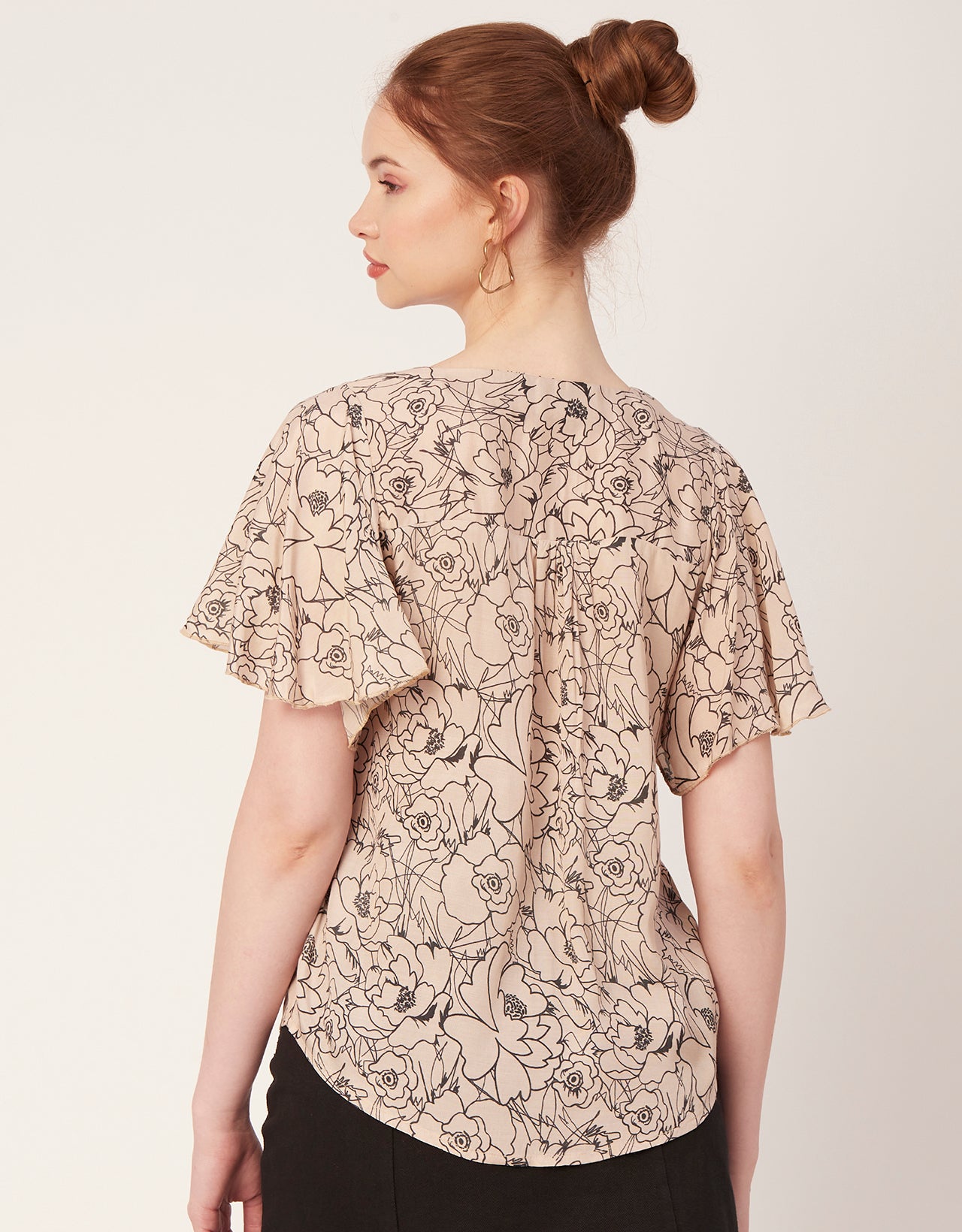 Printed Butterfly Sleeve Top