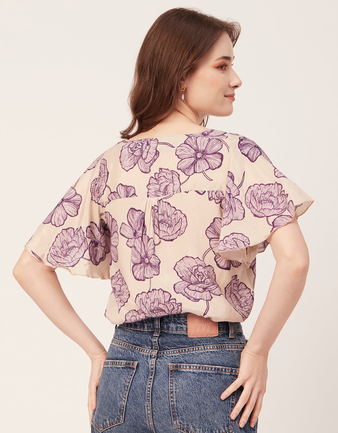 Printed Butterfly Sleeve Top