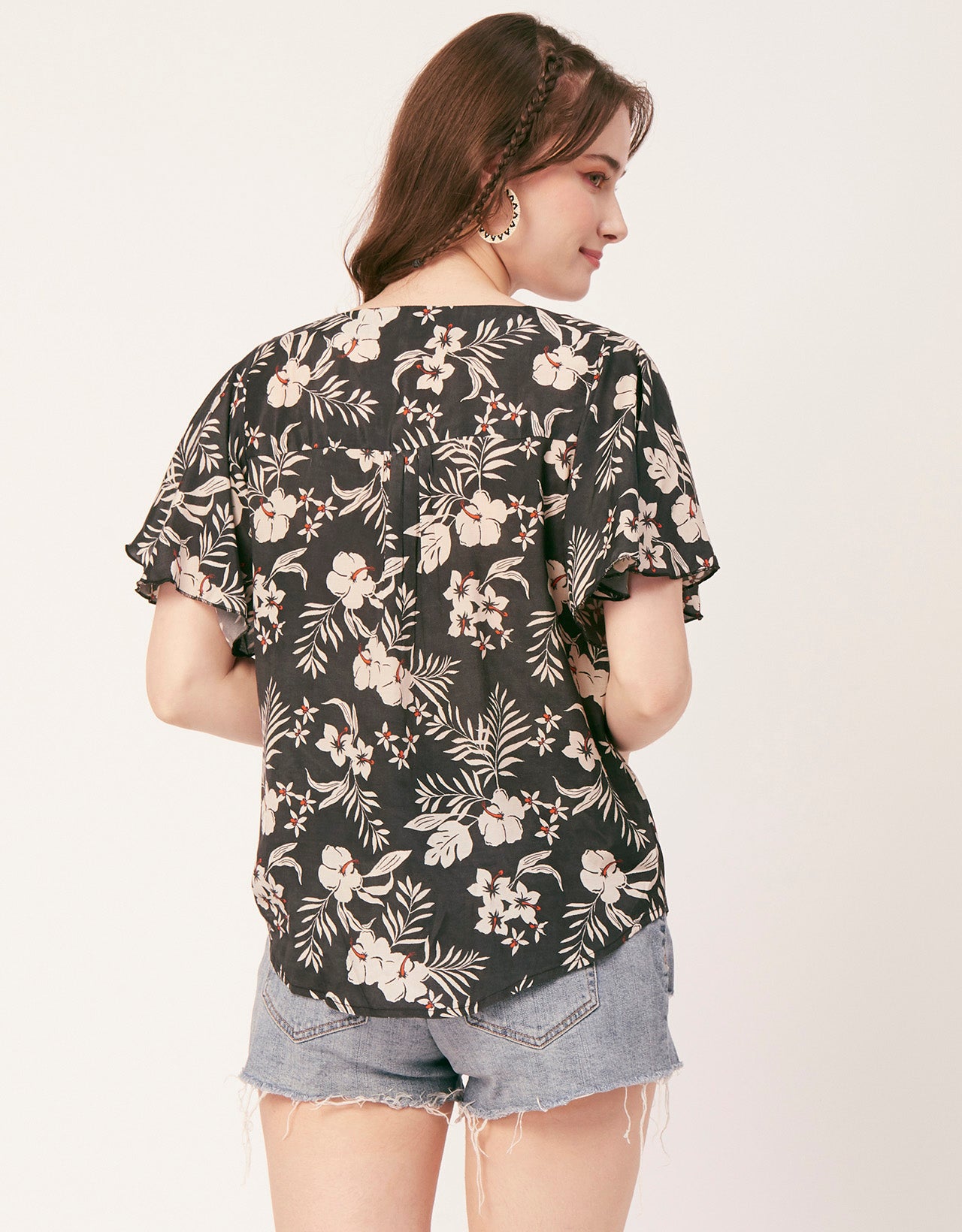 Printed Butterfly Sleeve Top