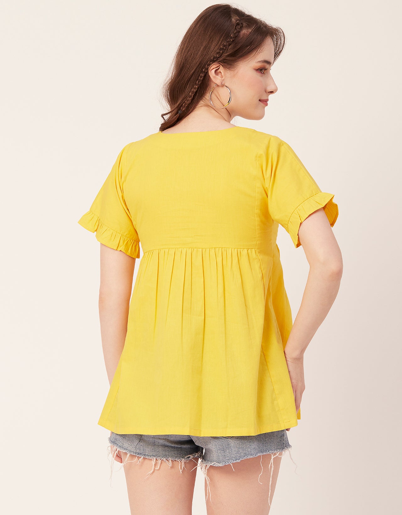 Printed V-Neck Flared Top