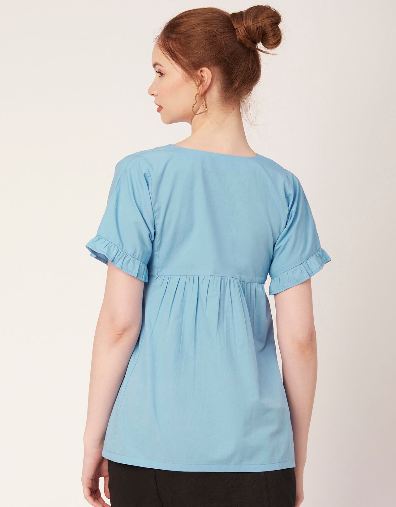 Printed V-Neck Flared Top