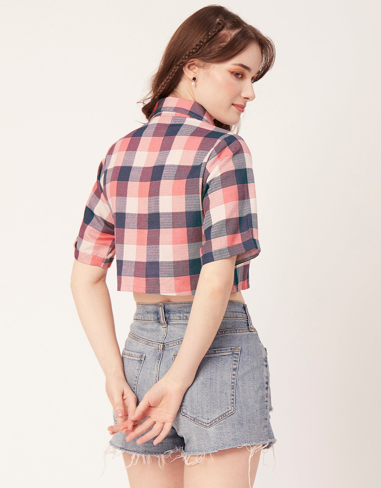 Printed Collared Crop Top