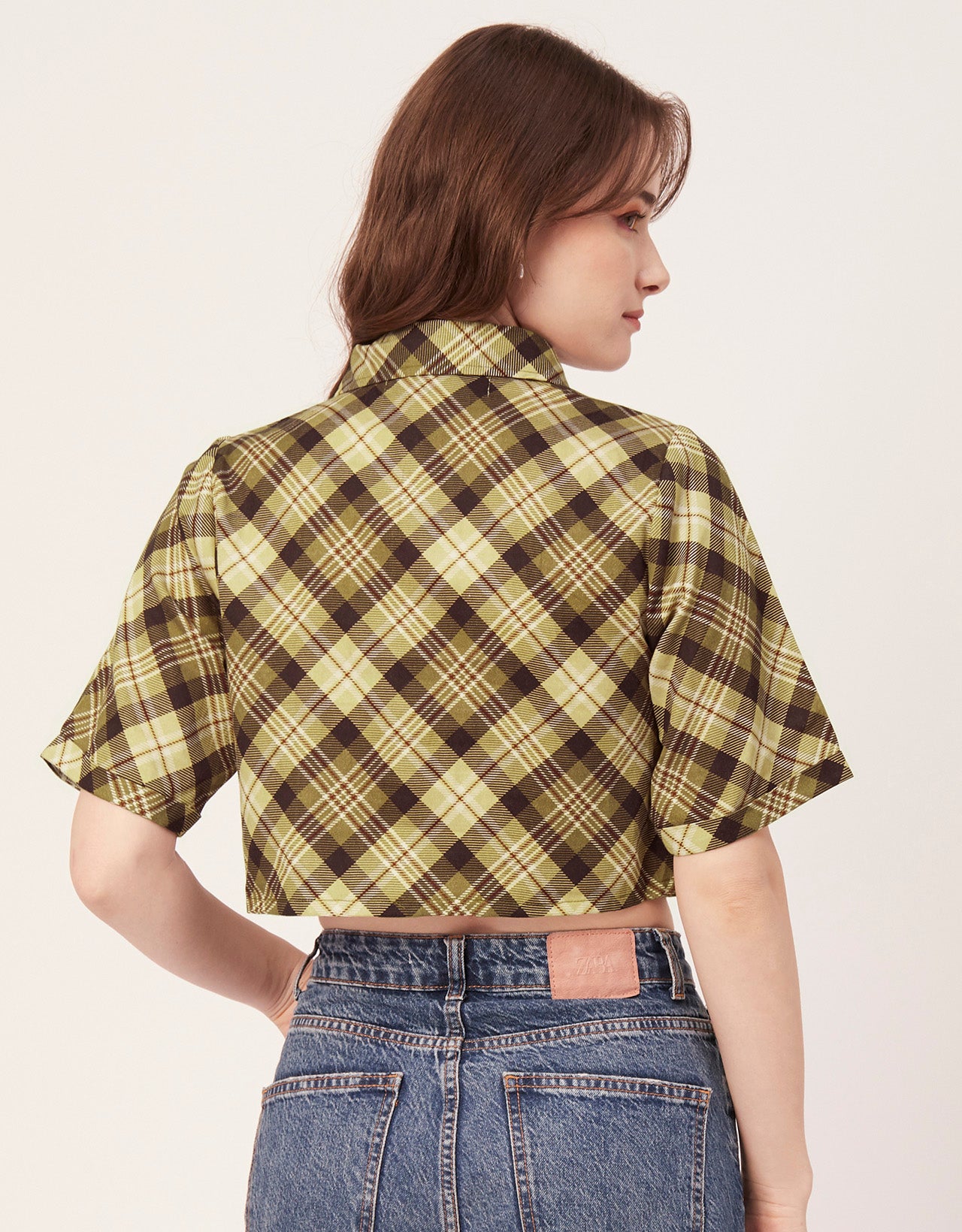Printed Collared Crop Top