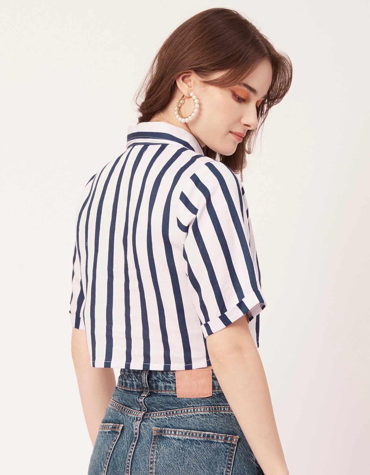 Printed Collared Crop Top