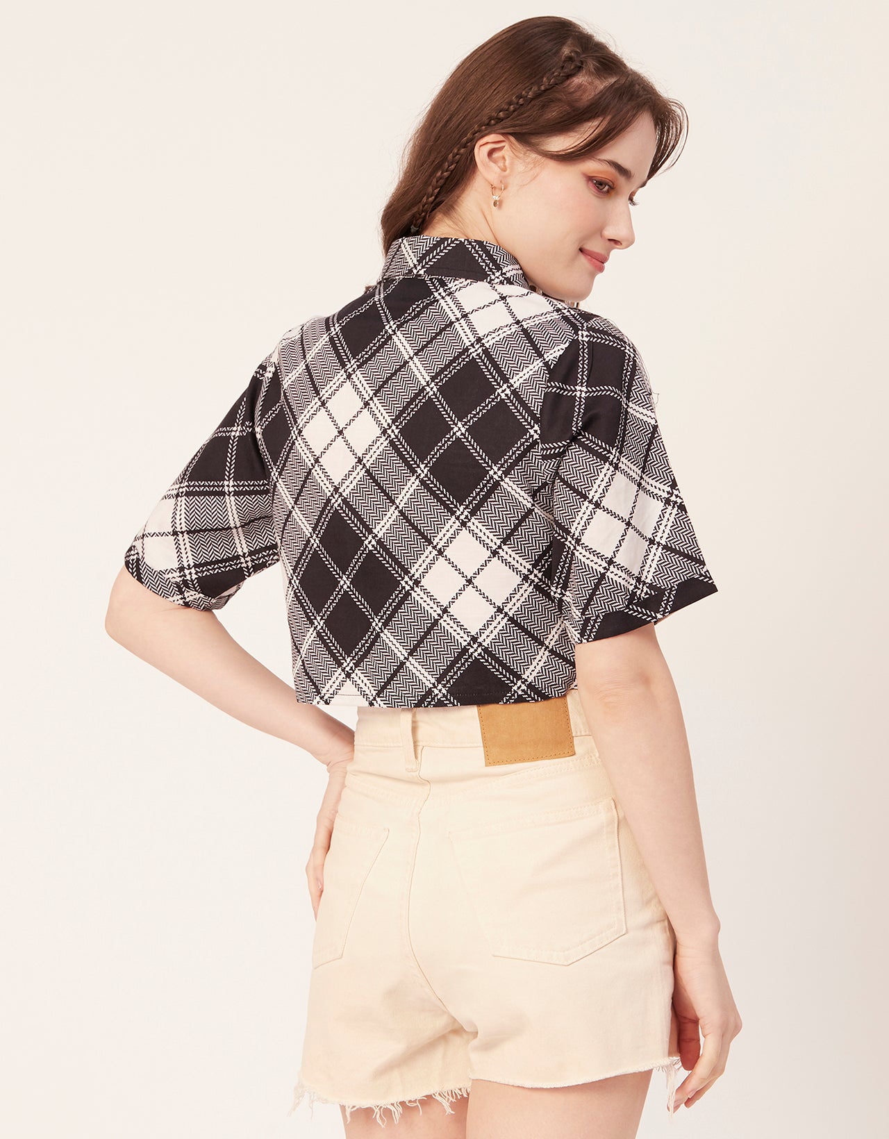 Printed Collared Crop Top