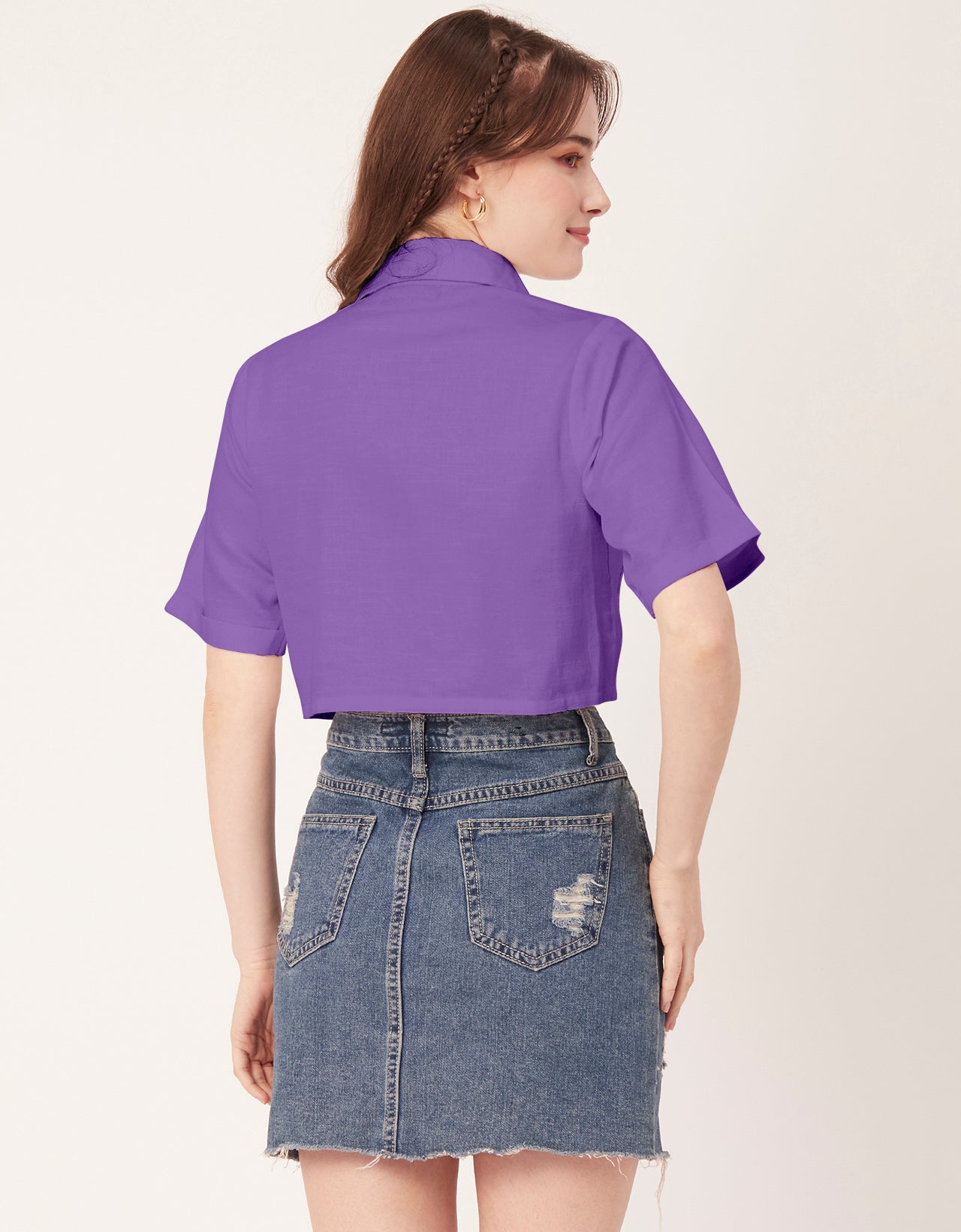 Printed Collared Crop Top