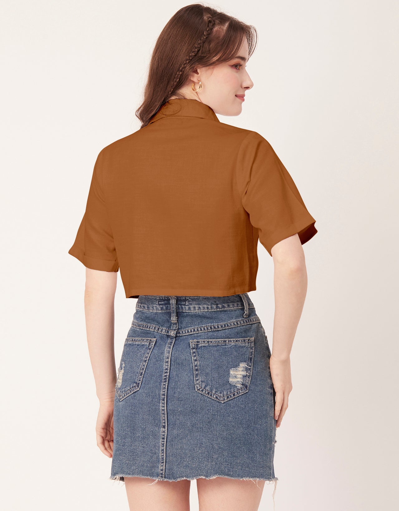 Printed Collared Crop Top