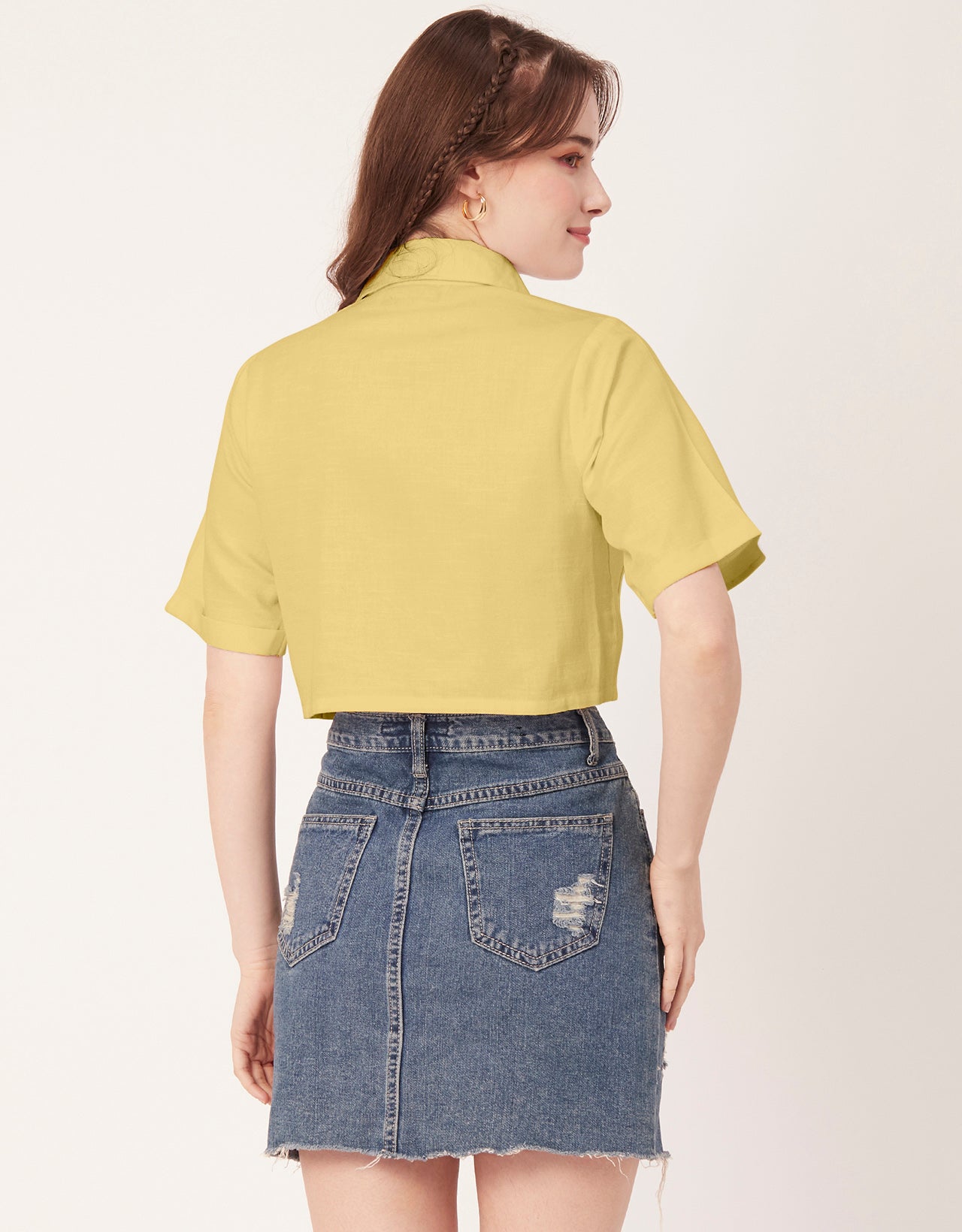 Printed Collared Crop Top