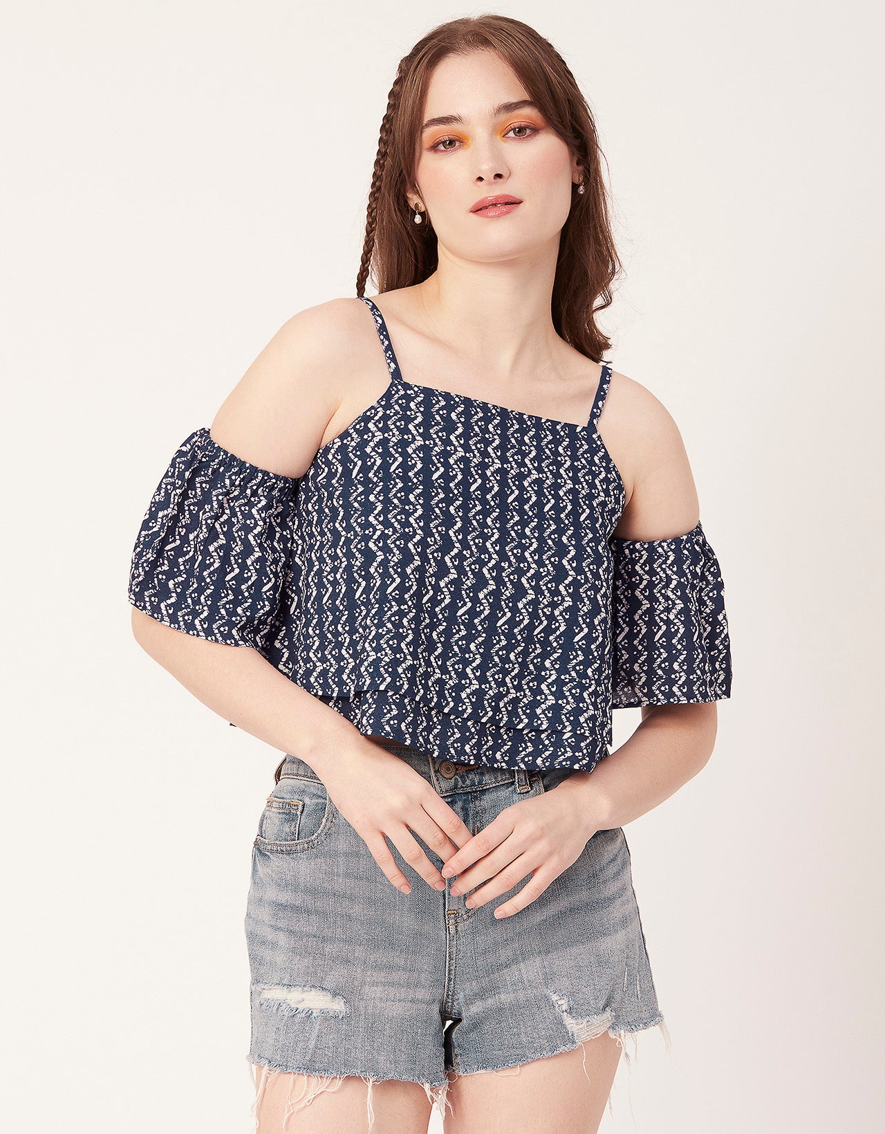 Printed Ruffled Crop Top