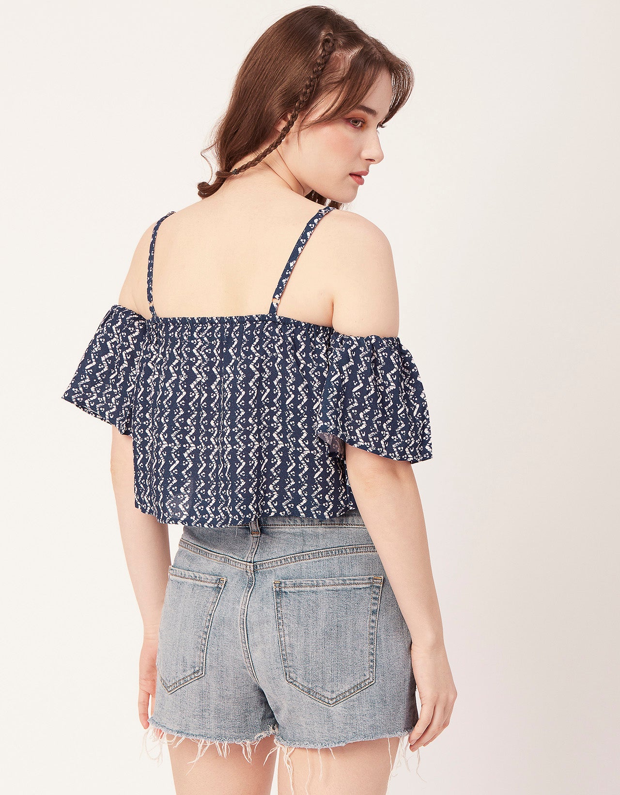 Printed Ruffled Crop Top