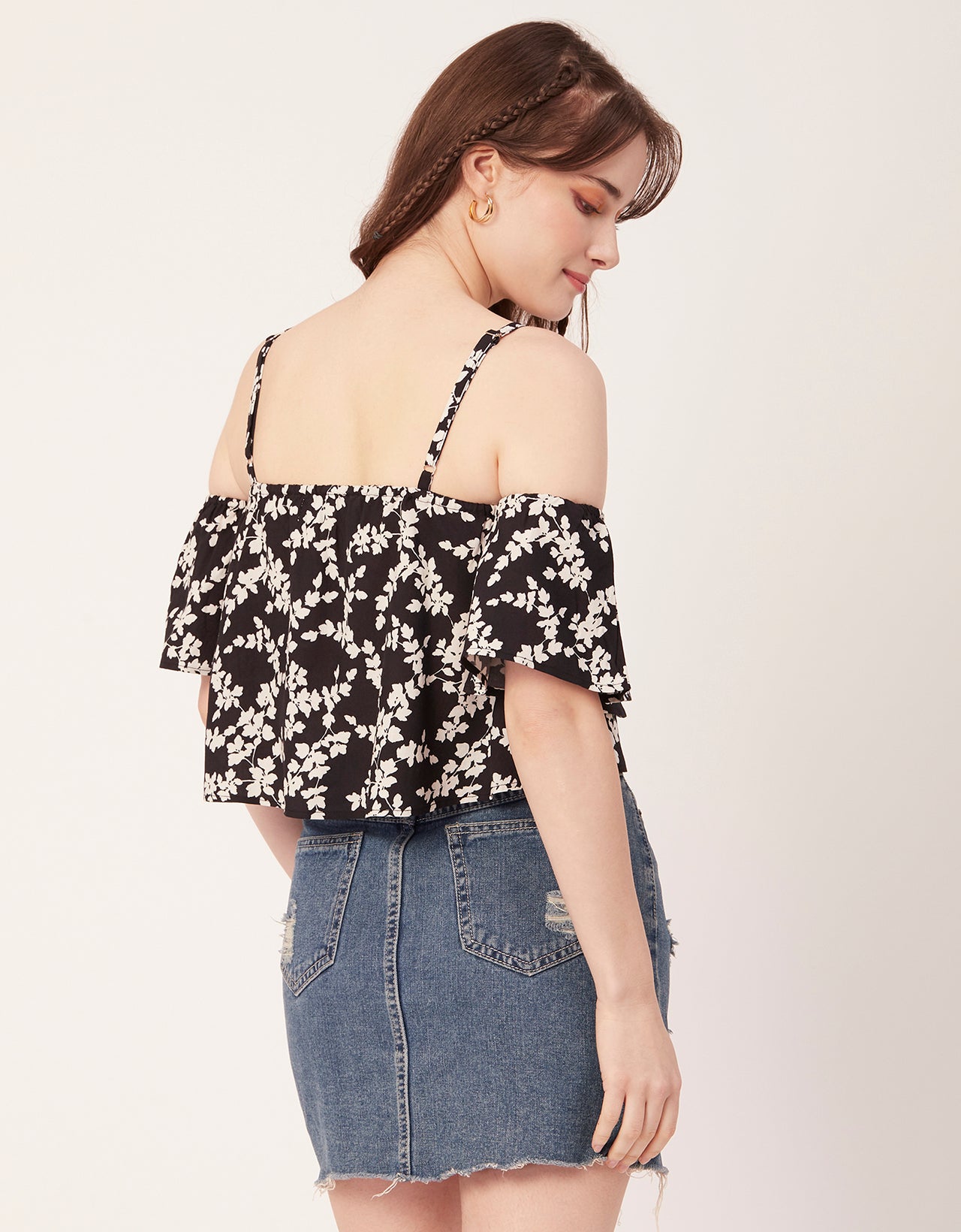 Printed Ruffled Crop Top
