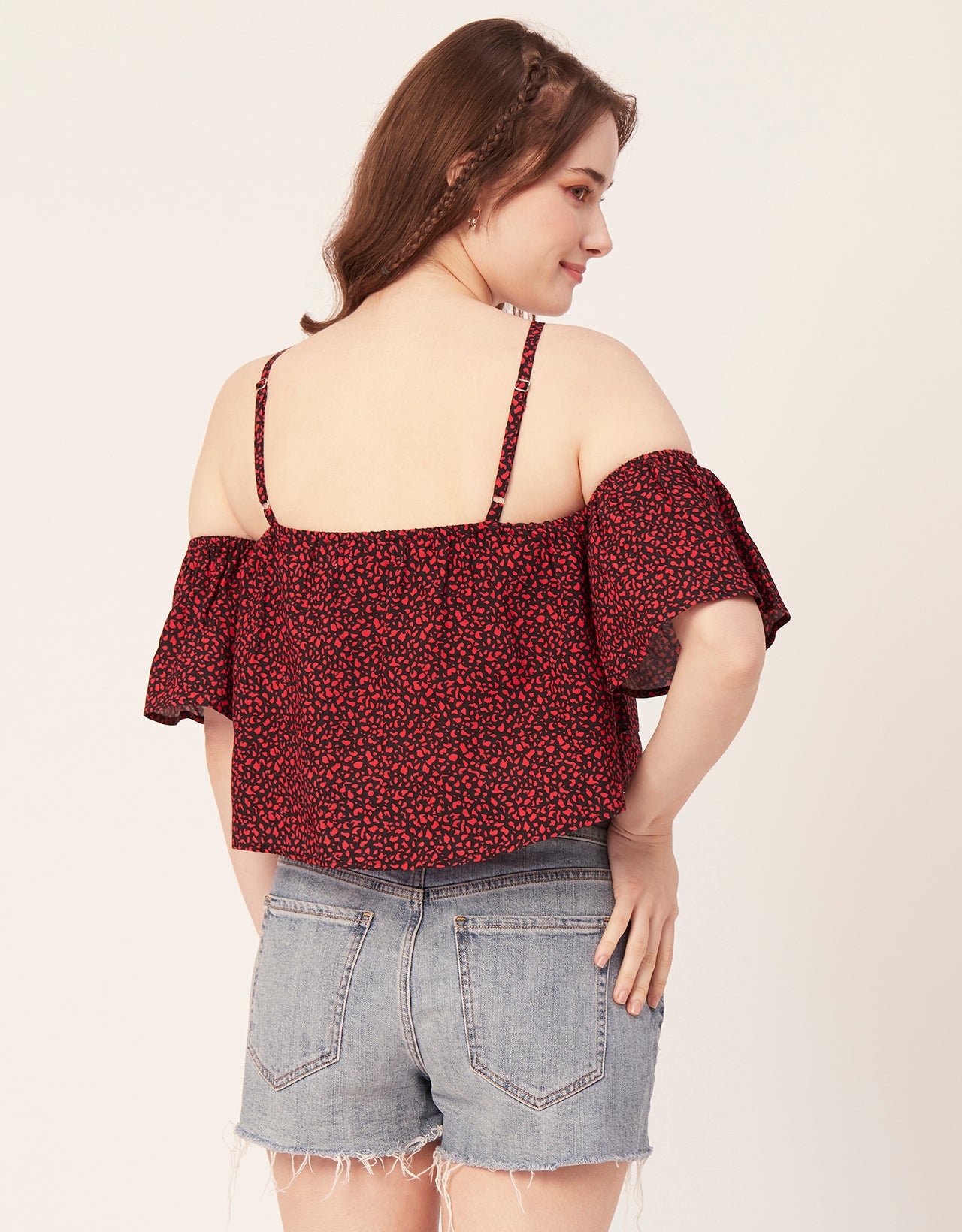 Printed Ruffled Crop Top