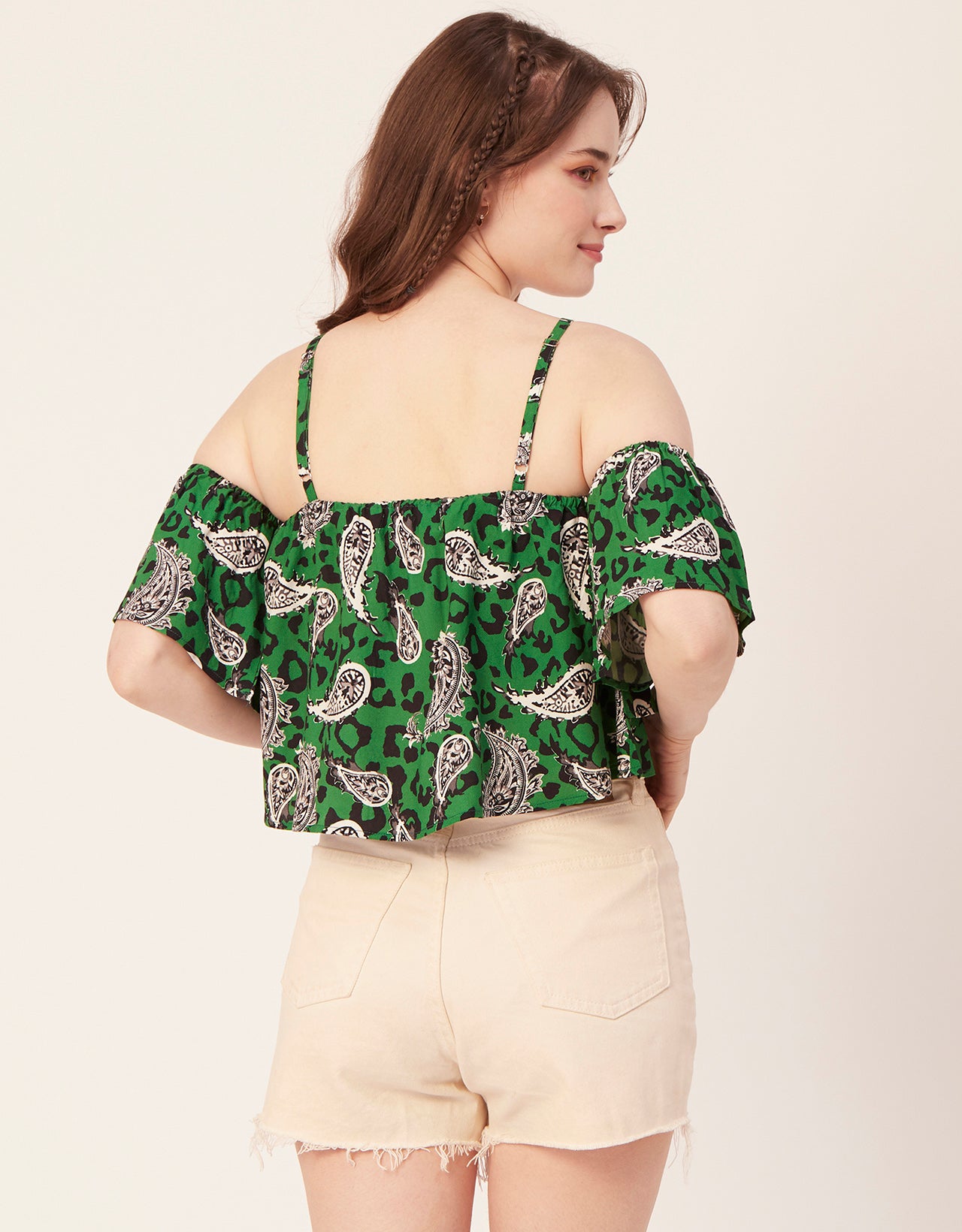 Printed Ruffled Crop Top