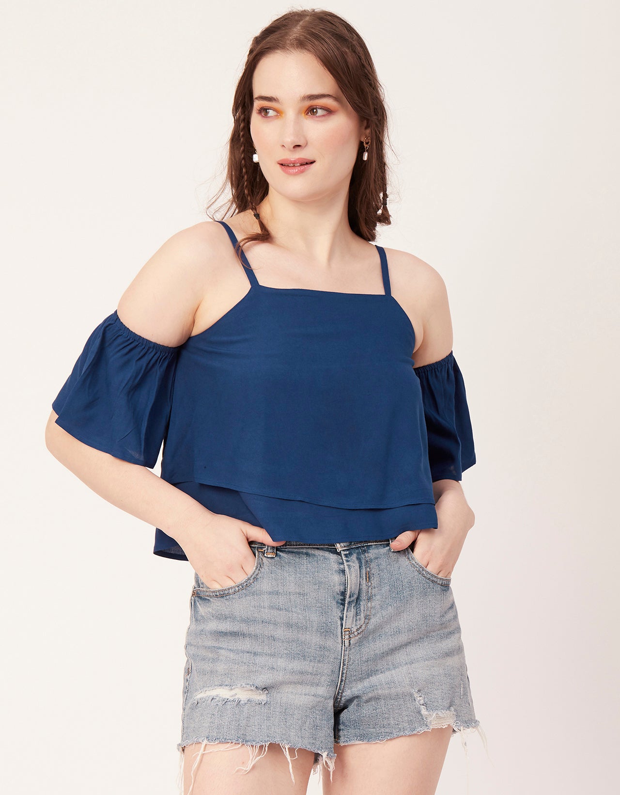 Printed Ruffled Crop Top