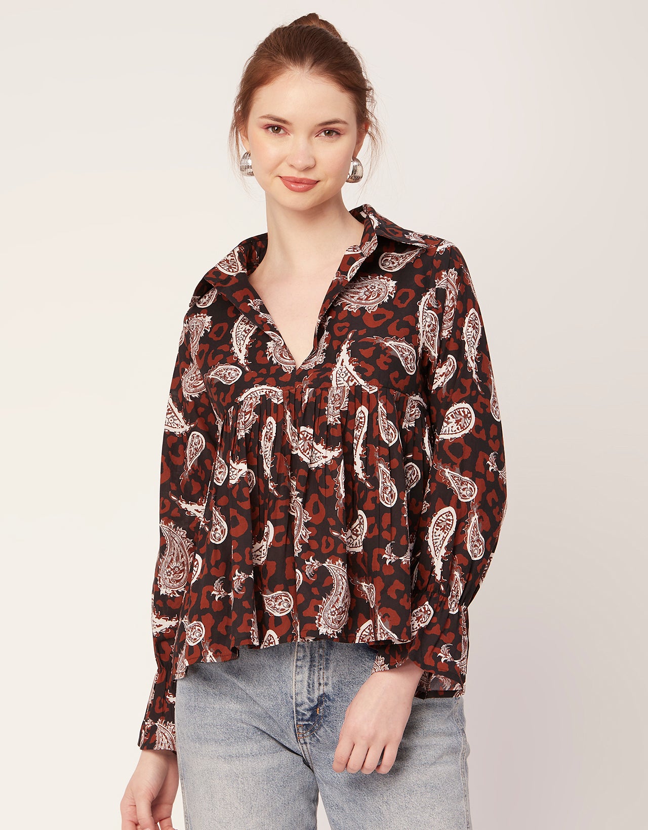 Printed Pleated Summer Top