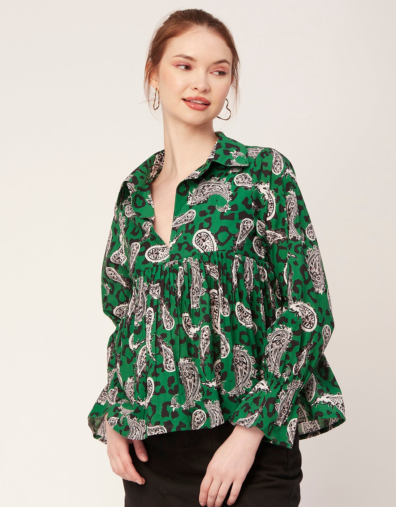 Printed Pleated Summer Top