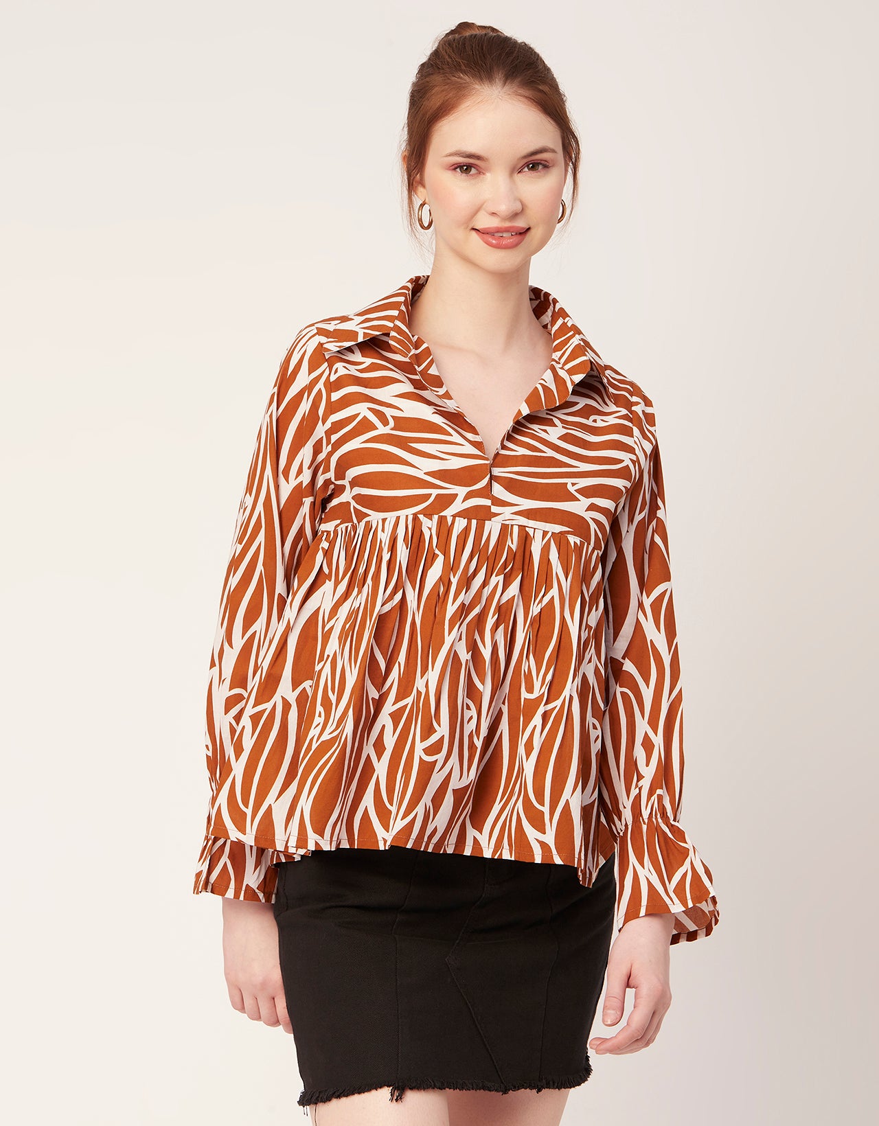 Printed Pleated Summer Top