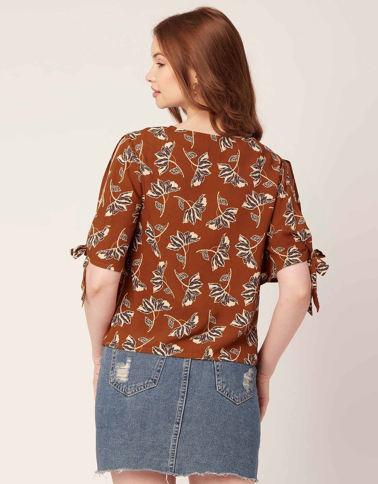 Printed Tie-Up Cold Shoulder