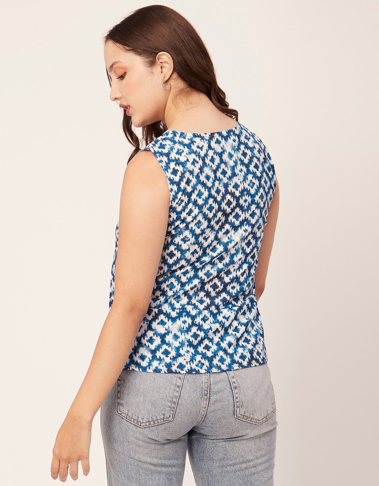 Printed V-Neck Tank Top