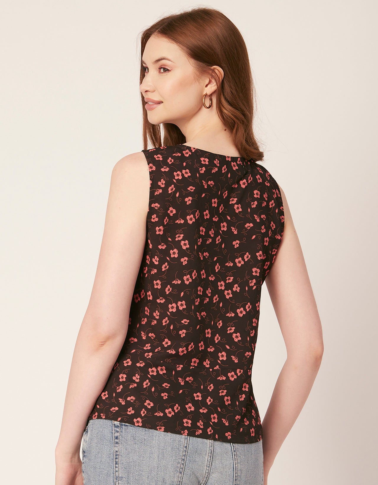 Printed V-Neck Tank Top