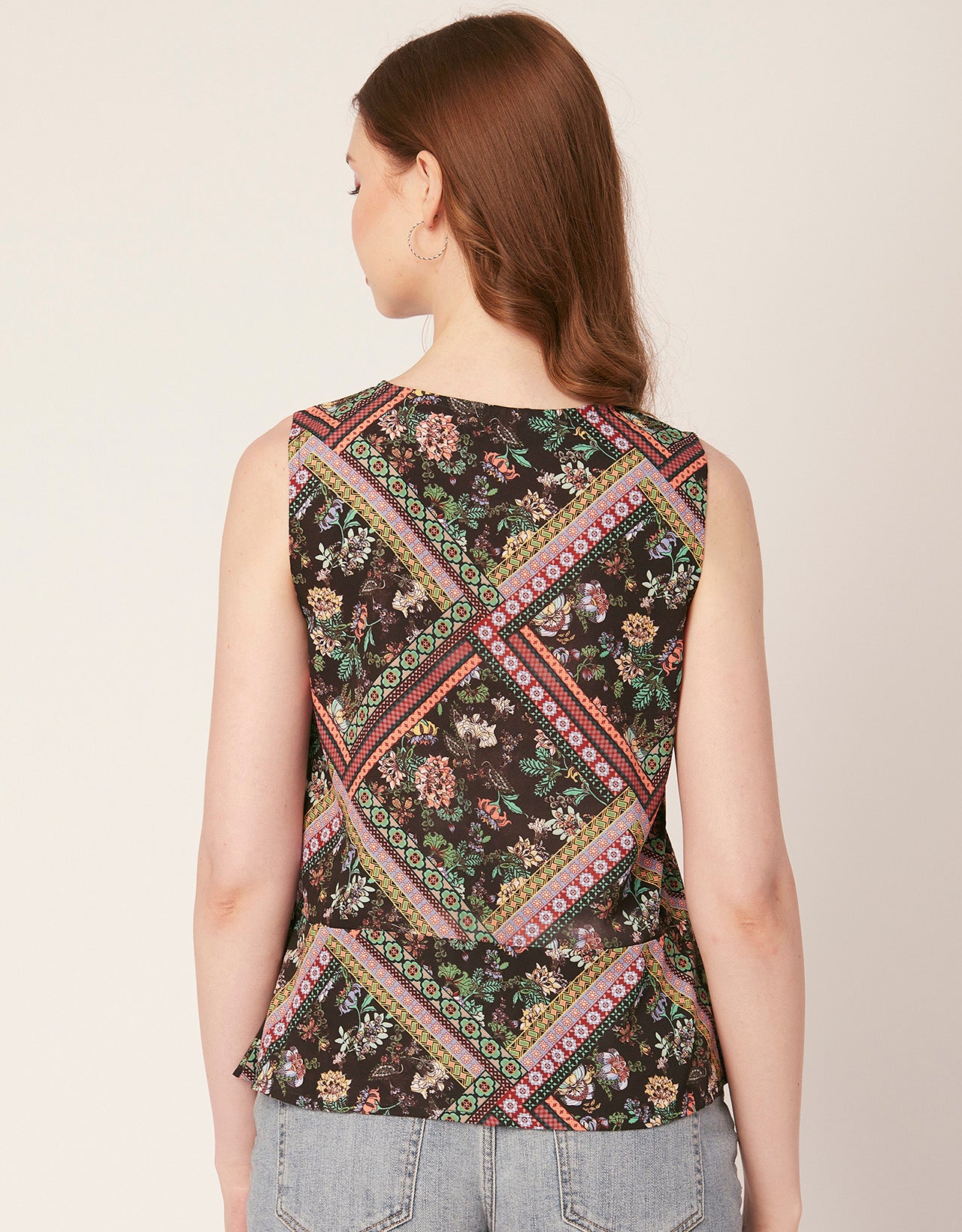 Printed V-Neck Tank Top