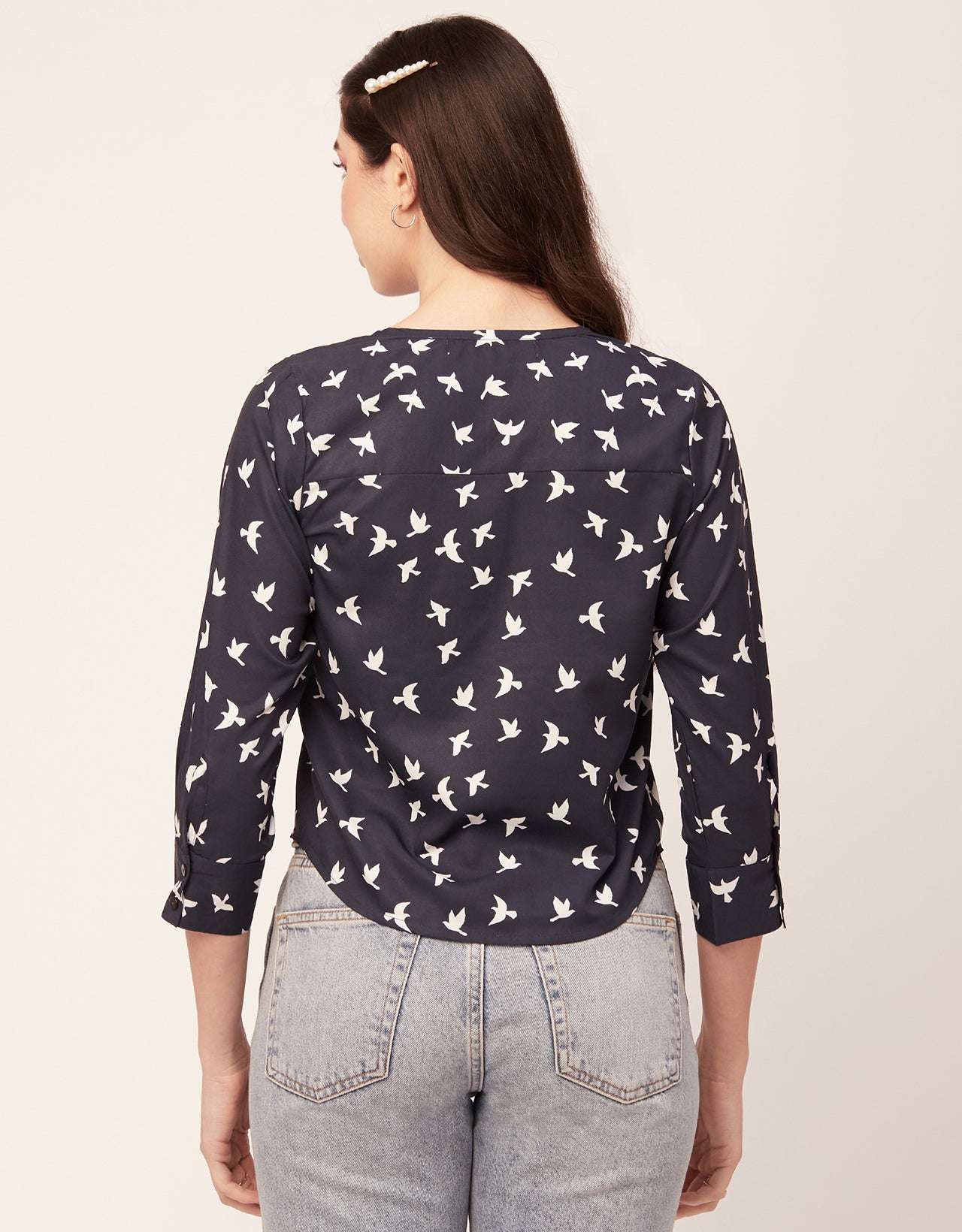 Printed V Neck Short Top