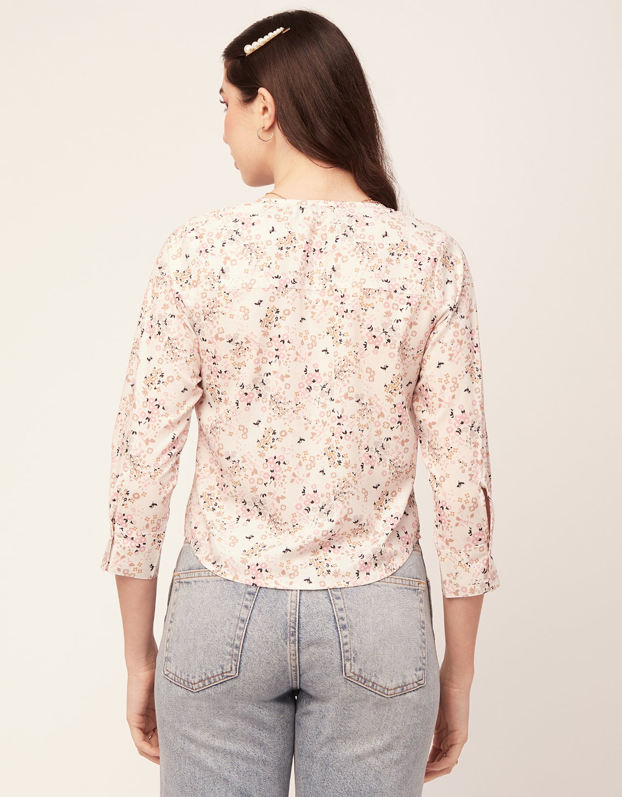 Printed V Neck Short Top