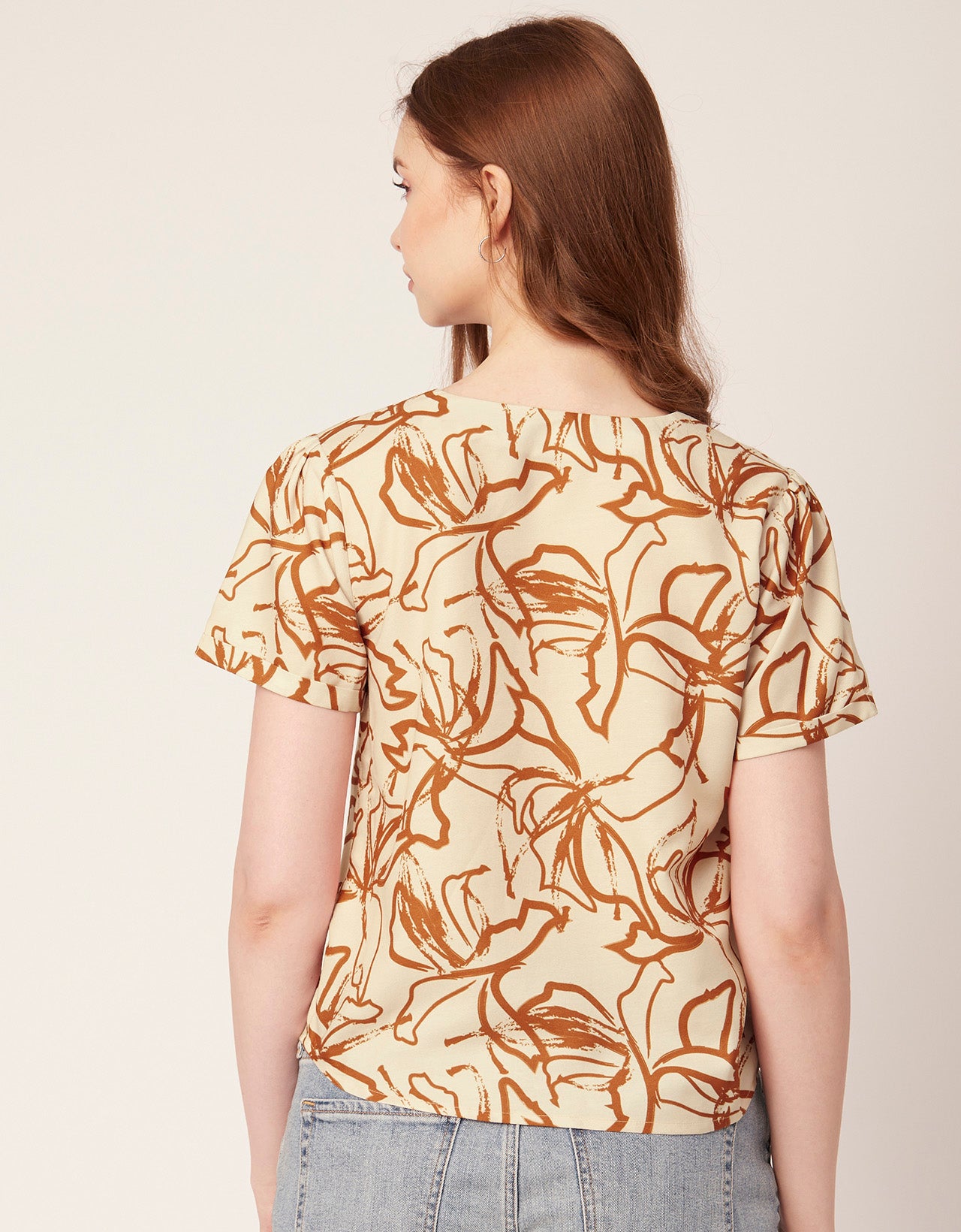 V-Neck Button Crop Top