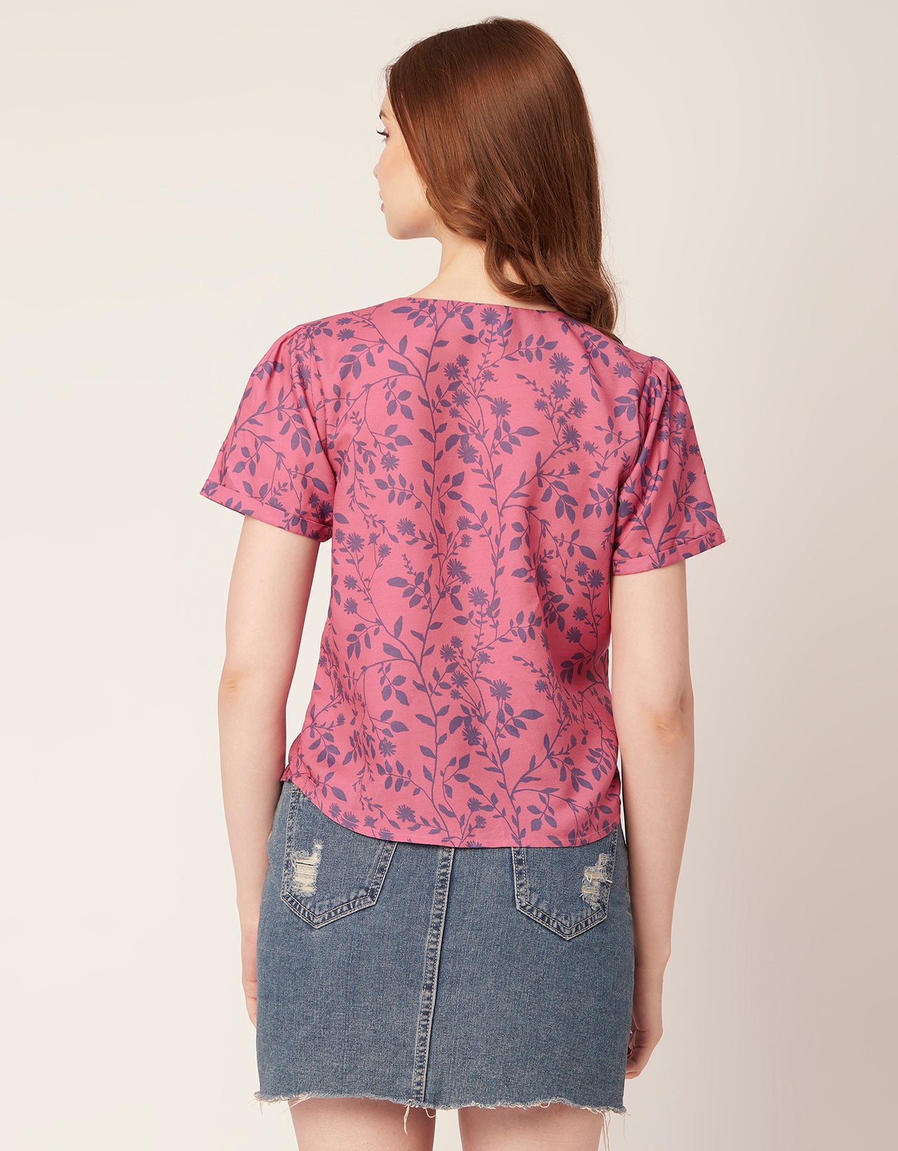 V-Neck Button Crop Top