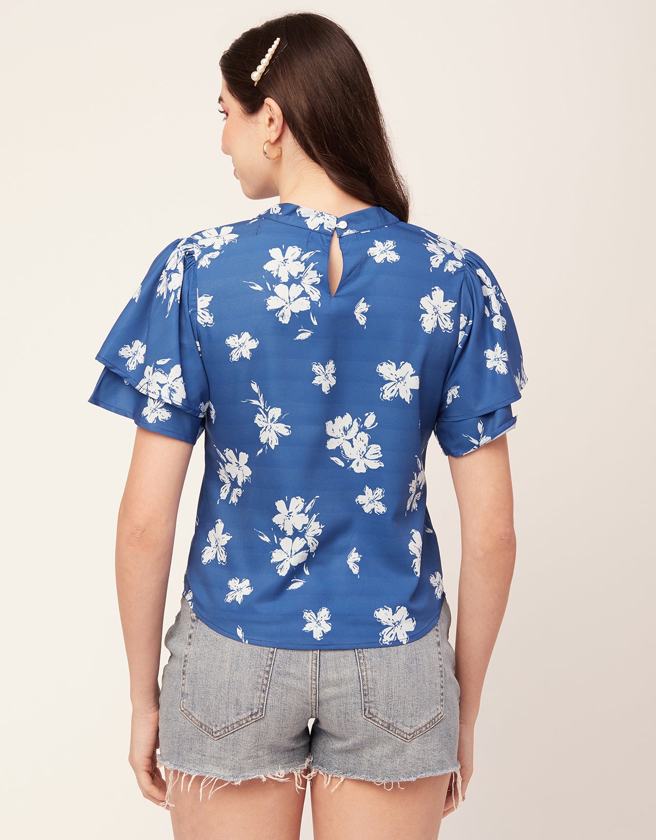 Printed Flutter Sleeve Top