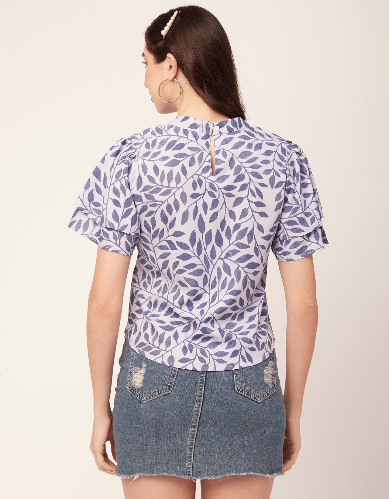 Printed Flutter Sleeve Top