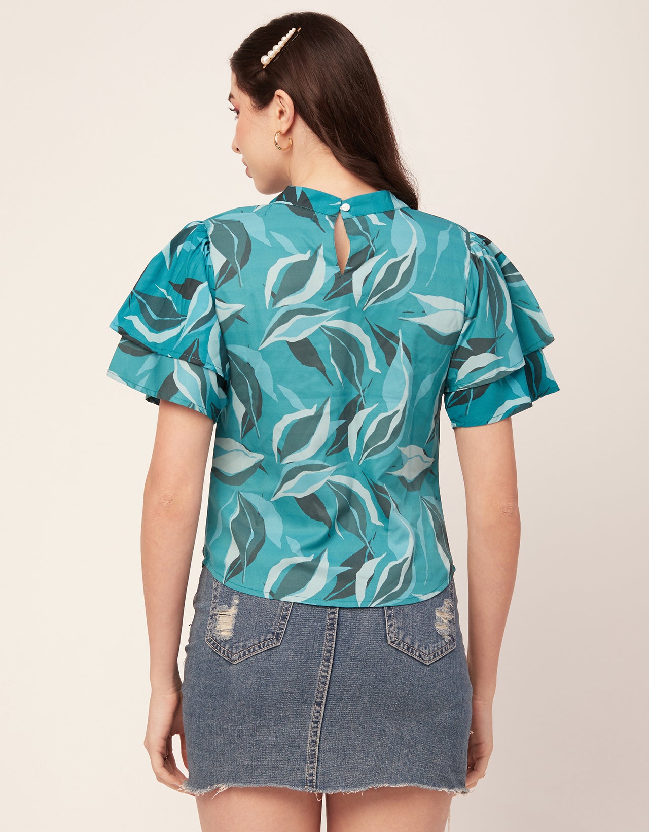 Printed Flutter Sleeve Top